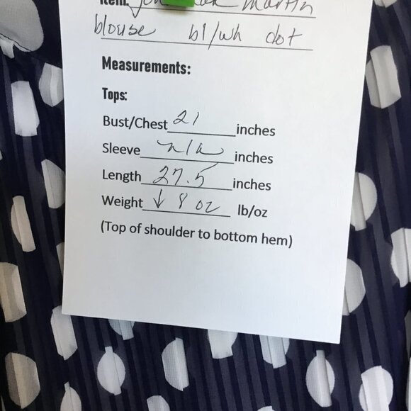 Jonathan Martin Blouse Racerback Mini Pleat Polka Dot Blue and White Women Sz XL - Picture 5 of 5